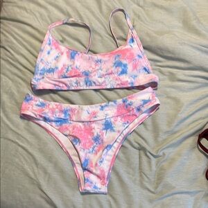 Pink and Blue Tie-Dye Bikini Set